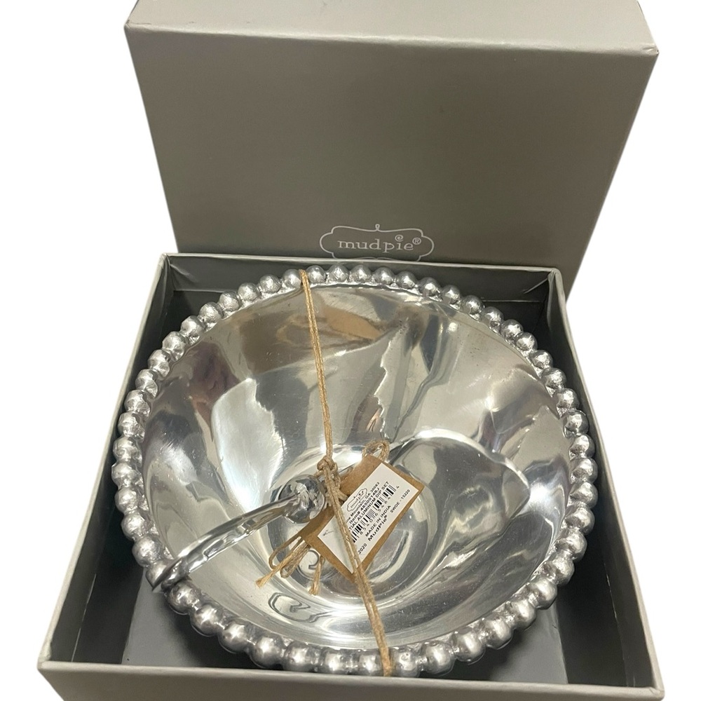 Mud Pie Silver Beaded Serving Bowl